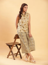 Vegetable Dye Handblock Cowl Neck Top with Comfort Pants Co-ord Set